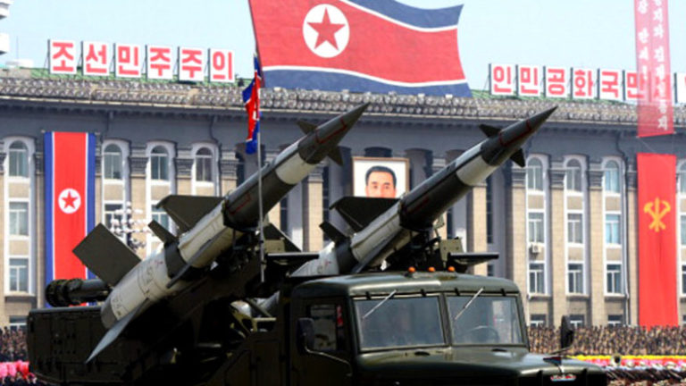 Missiles are displayed during a military