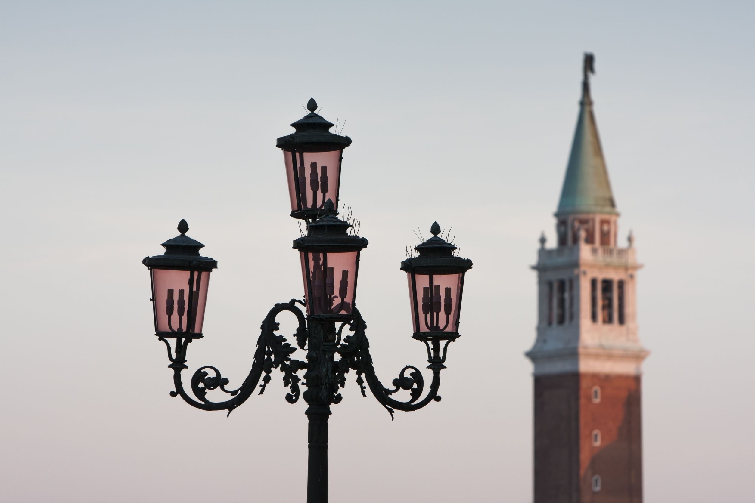 21585865 - venice italy campanile tower with street lamp