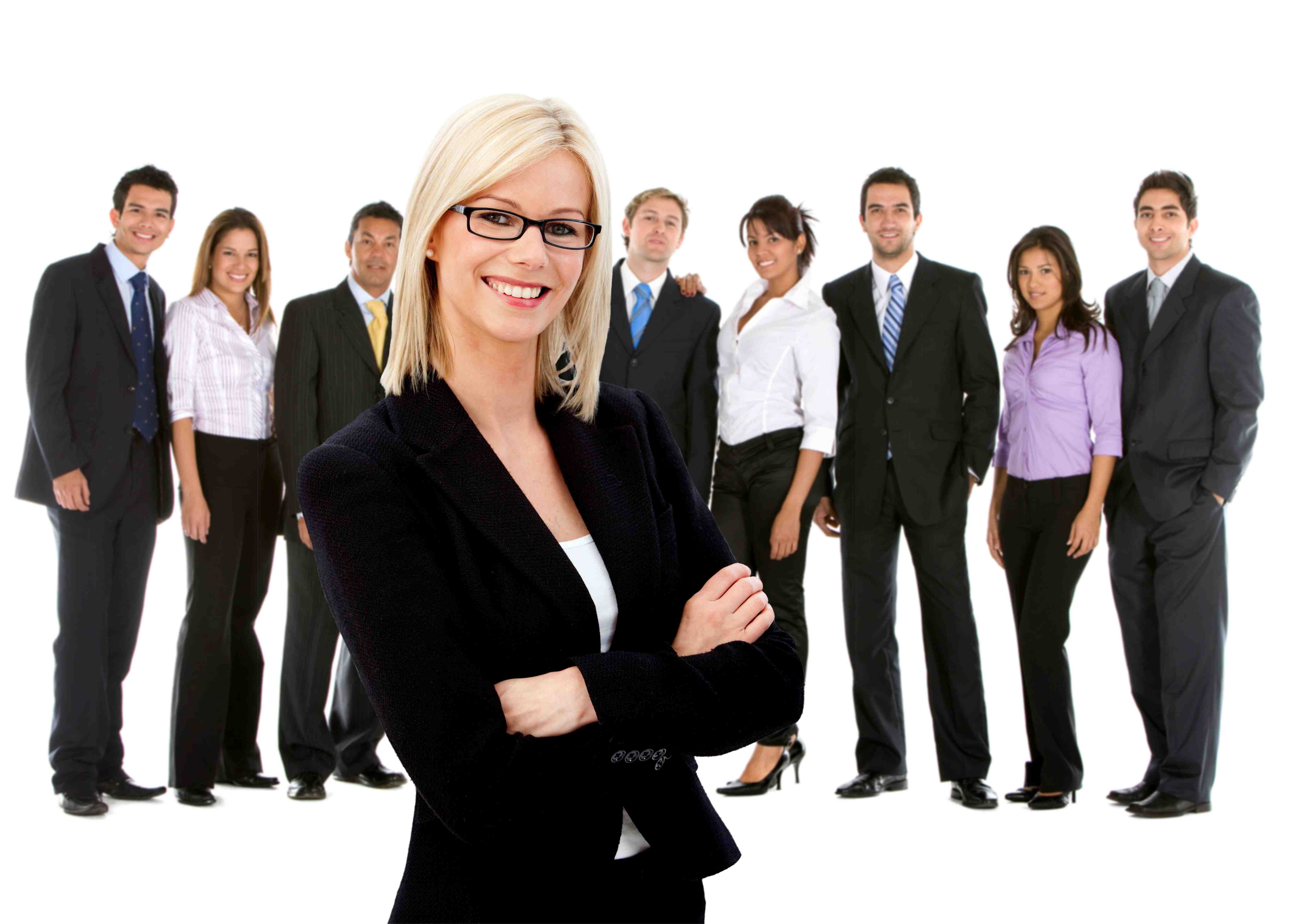 Business woman with a group