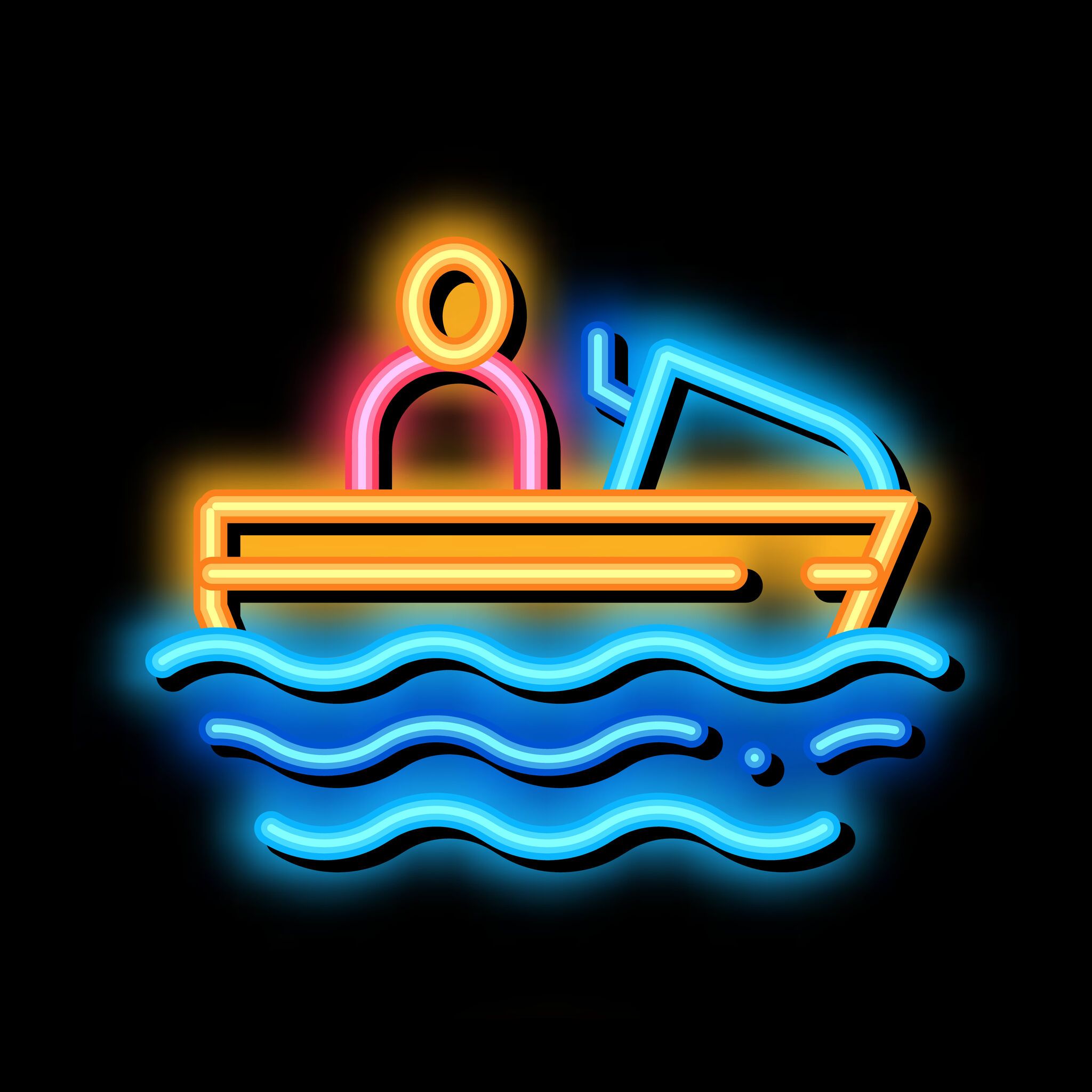 boating neon glow icon illustration