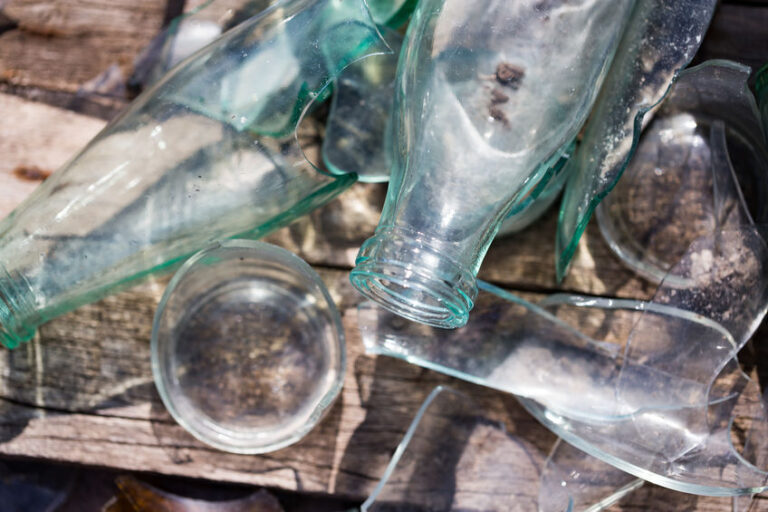 The throat of a glass bottle
