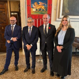 banca degli occhi Da sx Diego Ponzin - Giuseppe Di Falco - Luca Zaia - Diletta Trojan