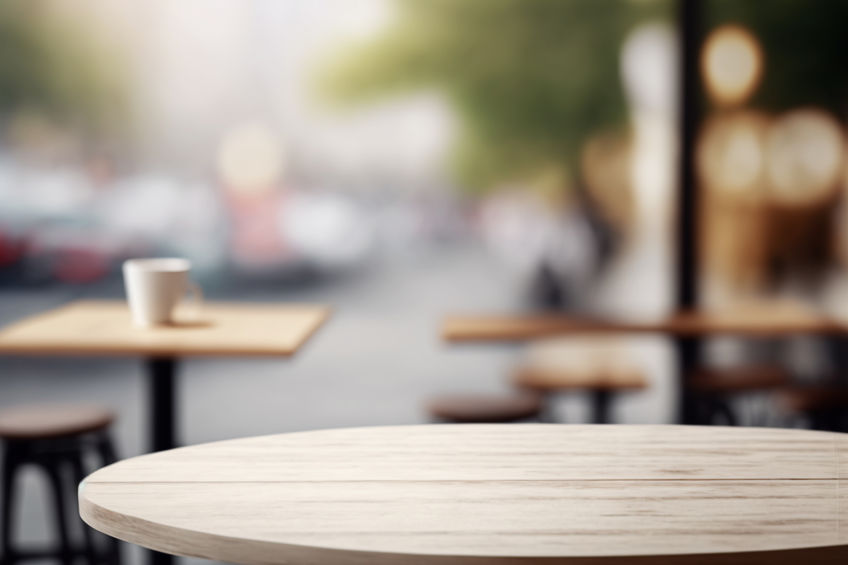Table top counter of coffee cafe or restaurant Copy space for di