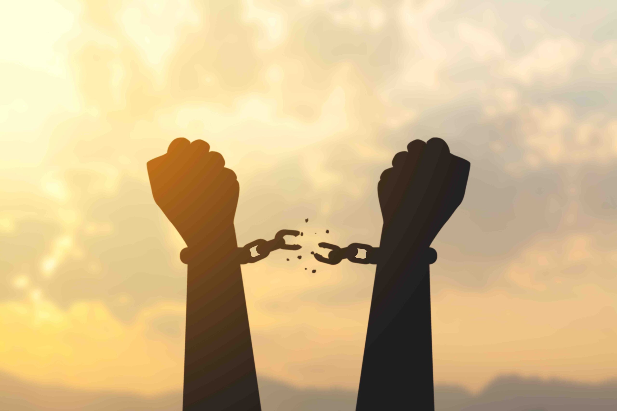 silhouette hand with chain is absent